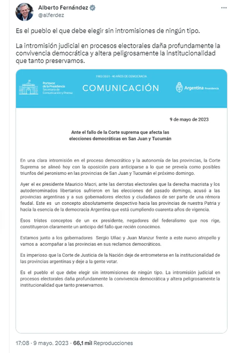 el-tuit-alberto-fernandez-la-decision-la-crote-suprema