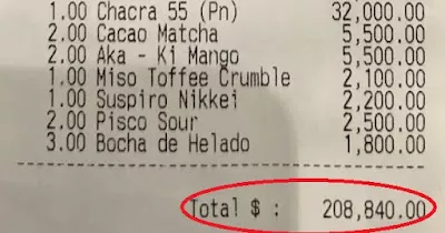 Gastó $208.840 en un restaurante de Puerto Madero, subió el ticket a las redes y generó la polémica.