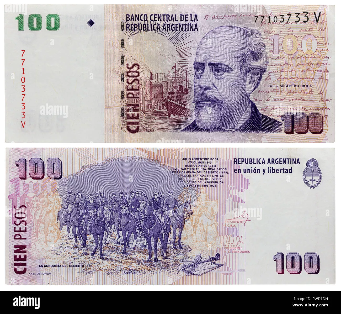 los-billetes-de-100-pesos-julio-argentino-roca-de-la-conquista-del-desierto-la-pintura-la-argentina-pwd1dh